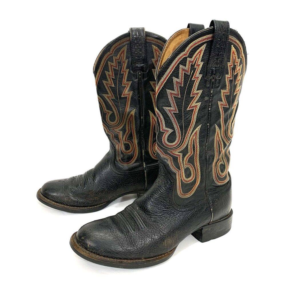Ariat  38605 Black Leather Boots Red/Gold Stitching Men’s Size 7.5 D